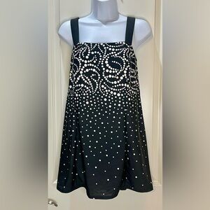 Swim 365 Black & White Polka Dot One Piece Swim Dress Size 14W